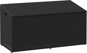 Fekete Polyrattan Kerti Tárolóláda 110 X 50 X 58 Cm