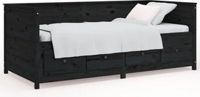 vidaXL fekete tömör fenyőfa kanapéágy 75 x 190 cm