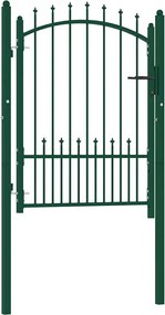vidaXL zöld acél kerítéskapu cövekekkel 104 x 109,5 cm