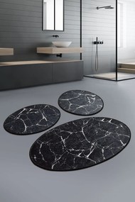 Marble 3 db Fürdőszobai szőnyeg, Chilai, 50x60 cm/60x100 cm, fekete