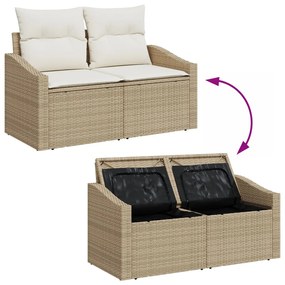 Kert Kanapé Szett 10 darabos Krém Rattan Kert Étkező Szett