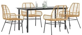 vidaXL 5 észes barna polyrattan üveg kerti étkezőgarnitúra