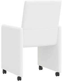 vidaXL Kerekes Étkező Székek 2 pcs Fehér 57 x 66 x 94 cm Műbőr