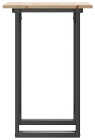 Tömör fenyőfa és acél étkezőasztal O-vázzal 50x50x75 cm