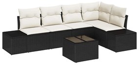 vidaXL Kerti Kanapé Szett 6 pcs Fekete polirattan