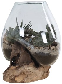 San Marino vízcsepp asztali dekoráció, teak fa/üveg, 20 cm