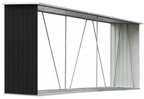 antracit horganyzott acél kerti tűzifatároló 330 x 84 x 152 cm