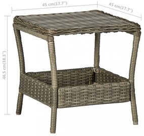barna polyrattan kerti asztal 45 x 45 x 46,5 cm