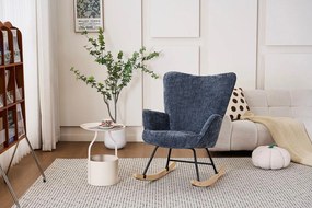 Hintaszék, relaxációs szék kordbársony kárpitozással, sötét szürke