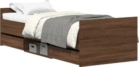 vidaXL barna tölgy színű ágykeret fej- és lábtámlával 90 x 200 cm