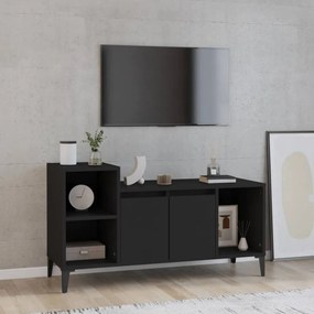 Fekete szerelt fa tv-szekrény 100x35x55 cm