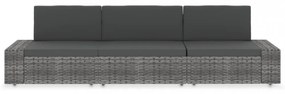 3 személyes szürke elemes polyrattan kanapé