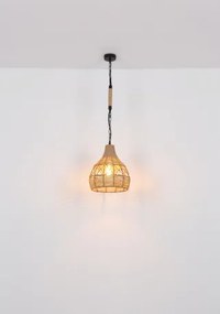 Globo 15671H Függeszték matt fekete fém váz, barna kenderkötéllel körbefonva. Ø:300, H:1350, fényforrás nélkül 1xE27 60W 230V