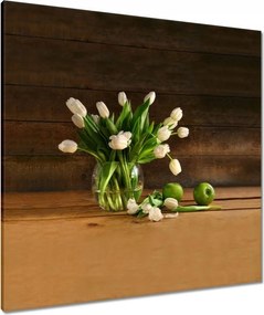 Vászonkép 80x80 Fehér tulipánok vázában