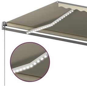 krémszínű automata szélérzékelős és LED-es napellenző 400x300cm
