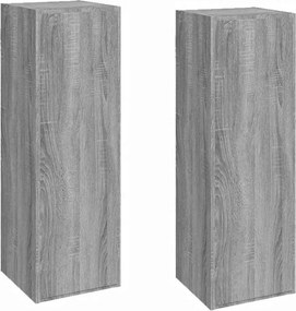 vidaXL 2 db szürke sonoma színű szerelt fa TV-szekrény 30,5x30x90 cm