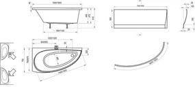 Ravak CQ01000000 - Sarokkád AVOCADO 160x75 cm akril/fehér