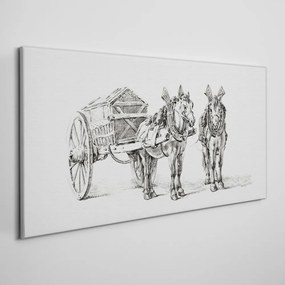 Vászonkép Rajz állat ló kocsi