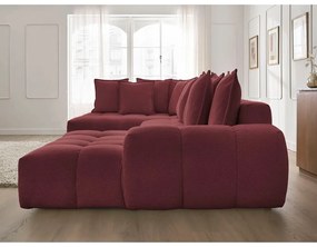 Borvörös zsenília kinyitható-tárolóhelyes sarokkanapé (bal oldali-U alakú) Everest – Bobochic Paris