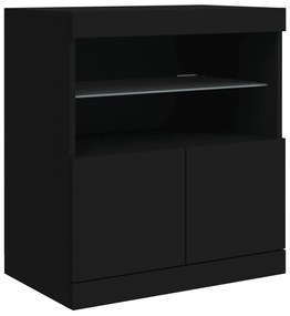 fekete tálalószekrény LED-világítással 60 x 37 x 67 cm