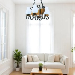 Brilagi - Csillár láncon QUEEN 4xE14/40W/230V bükkfa