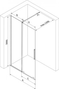 Mexen Velar, nyílásba tolóajtó Walk-In 140 cm, 8 mm átlátszó üveg, fekete matt, 871-140-000-03-70