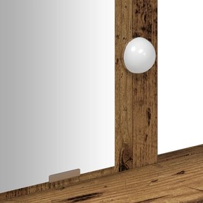 Sminkasztal LED világítással Régi fa 100x41x140 cm
