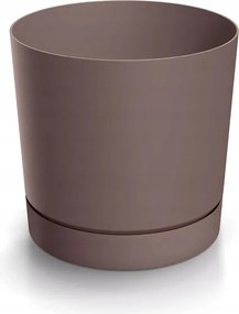 Tubos P műanyag virágcserép tállal, marsala árnyalat, matt, 14,8 cm