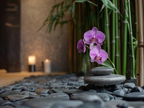 Vászonkép Canvas Orchidea Bambusz Zen Spa Kövek Relaxáció 80x60