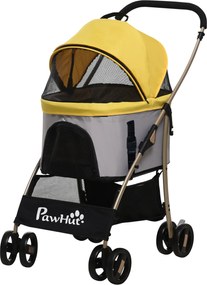 PawHut Kutyakocsi, 2 az 1-ben Kutya Trolley, Hordozótáska, Összecsukható Kutyakocsi Párnával, Macskakocsi Kistestű Kutyák és Macskák Számára, 4 Kereke