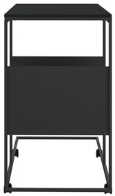 Fekete szerelt fa kisasztal kerekekkel 55x36x63,5 cm
