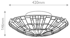 Quoizel QZ-REED-F-VB - Tiffany stílusú mennyezeti lámpa REED 2xE27/60W/230V, átm. 42 cm