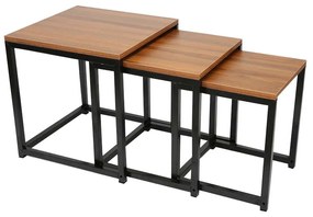 Három kisasztalból álló szett, dió/ fekete, KASTLER NEW TYP 3