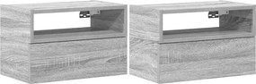 vidaXL 2 db szürke sonoma színű fali éjjeliszekrény 45 x 26 x 28,5 cm