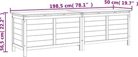 vidaXL barna tömör fenyőfa kerti tárolóláda 198,5 x 50 x 56,5 cm