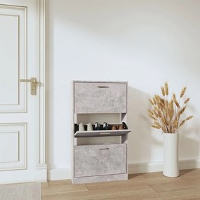betonszürke szerelt fa cipőszekrény 59x17x108 cm