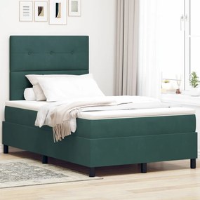 Boxspring Ágy Matraccal Sötét Zöld Kis Kettős Bársony