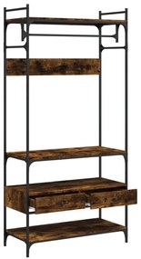 füstös tölgy szerelt fa ruhásszekrény fiókokkal 89x39x184,5 cm