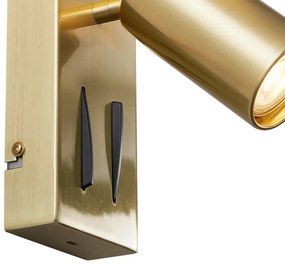 Modern, sárgaréz falikar 2-lámpás, állítható, USB-C porttal - Lesly