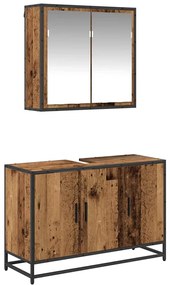 Fürdőszoba bútor szett 2 pcs Régi fa 90 x 33 x 60 cm Faanyag