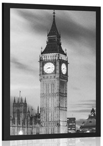 A londoni Big Ben plakátja fekete-fehérben