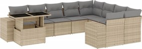 vidaXL 10 részes bézs polyrattan kerti ülőgarnitúra párnával