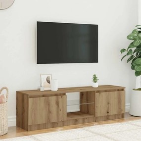kézműves tölgy szerelt fa TV-szekrény LED-ekkel 120x30x36 cm