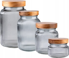 4 db-os befőttesüveg szett Dombornyomott élelmiszerek tárolására