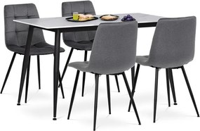 Étkezőgarnitúra 4 székkel, 130x70x76 cm, kerámia, márvány, ASE-1038 GREY2