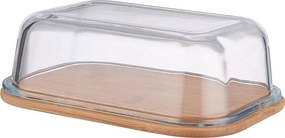 BAMBOO bambusz vajtartó, üveg fedéllel 17,5 x 13cm