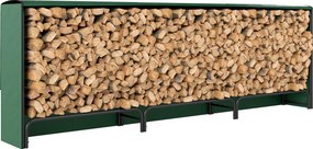 Outsunny kültéri fém tűzifatároló vízálló huzattal, állítható váz, emelt polc, 1 m³ (300 × 36 × 99 cm) — fekete és sötétzöld | Aosom