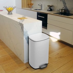 Spirella Pedálový odpadkový koš soft-close Akira 50 l, matt white, 50 l