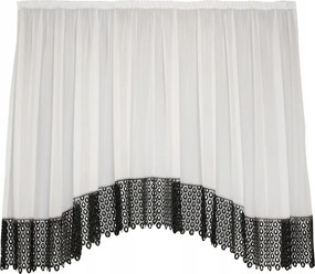 Függöny kész fátyol fehér, gipiurával Fekete Cseppek Gipiura függöny 400x160
