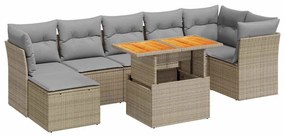 vidaXL 8 részes bézs polyrattan kerti ülőgarnitúra párnával